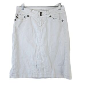 Miss Me White Denim Skirt Women's 27 Jean Skirt Embellished Pockets‎ Knee Length